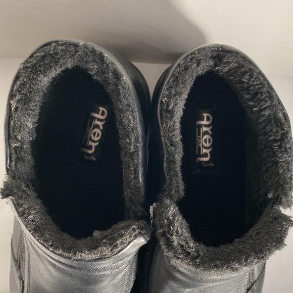 Areni One Leather Winter Ankle Boots Men`s Faux Fur Lining Dual Zip Black 8.5 - Picture 9 of 13